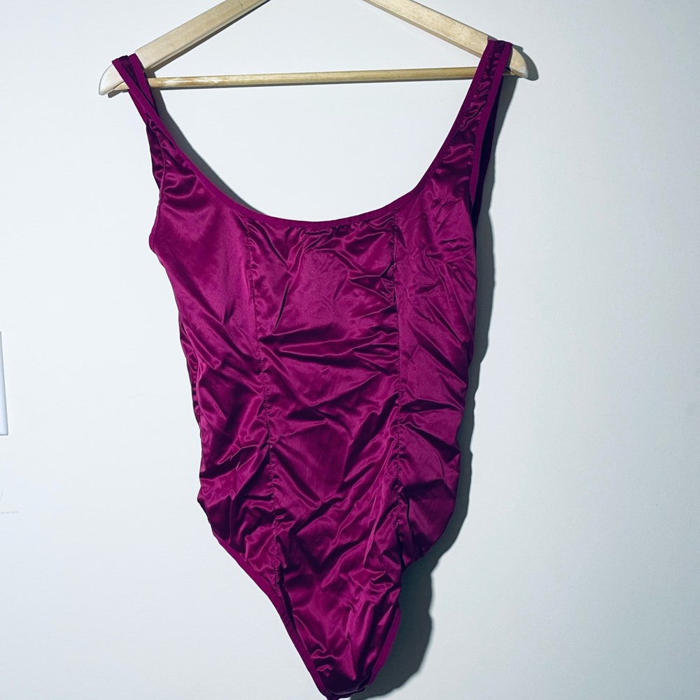 Free People Vibrant Pink Top. bodysuit satin - Picture 2 of 7